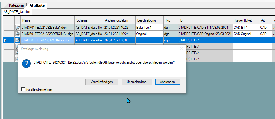 034-Katalogzuweisung Attributkette übernehmen