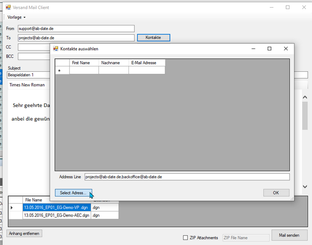 042-PM-E-Mail Versand Kontakte